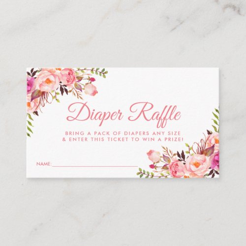 Pink Blush Baby Shower Diaper Raffle Ticket Card