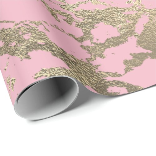 Pink Blush Ballet Foxier Gold Marble Shiny Glam Wrapping Paper