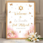 Pink Blush Bat Mitzvah Welcome Sign Foam Board<br><div class="desc">The "Bat Mitzvah Welcome Sign Pink Butterflies" is a beautiful and elegant welcome sign that is perfect for a Bat Mitzvah celebration. This sign features delicate butterfly designs in a soft pink tone, adding a touch of sophistication and joy to the event. It is designed by CaMiDesigns. For orders, shipping,...</div>