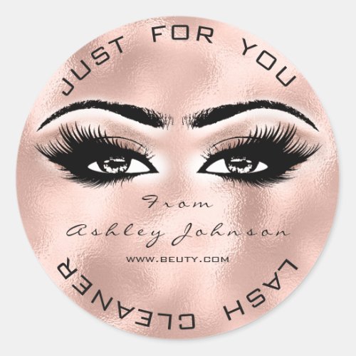 Pink Blush Beauty Glitter Skin Lash Makeup Cleaner Classic Round Sticker