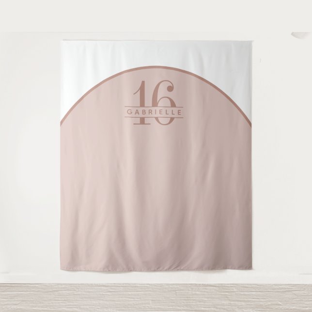 Pink Blush Birthday Custom Arch Photo Backdrop (Front)