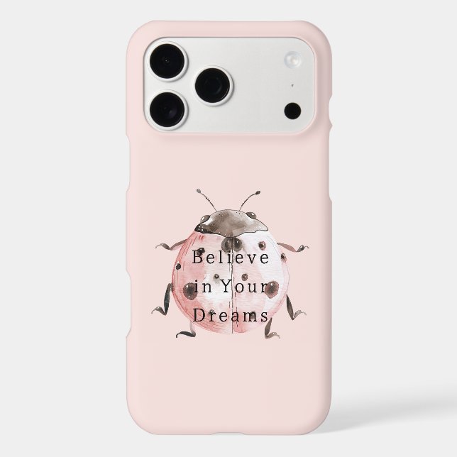 Pink Blush Black Ladybug iPhone Case (Back)