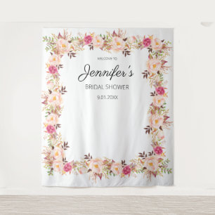 Pink Blush Blooming Floral Bridal Shower or Party Tapestry