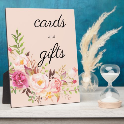 Pink Blush Blooming Floral Cards Gifts Easel Pink Plaque