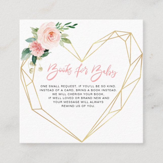 pink blush blooms geometric books for baby card (Front)