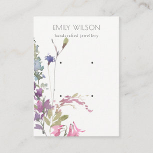 Pink Blush Blue Bell Flora Bunch 2 Earring Display Business Card