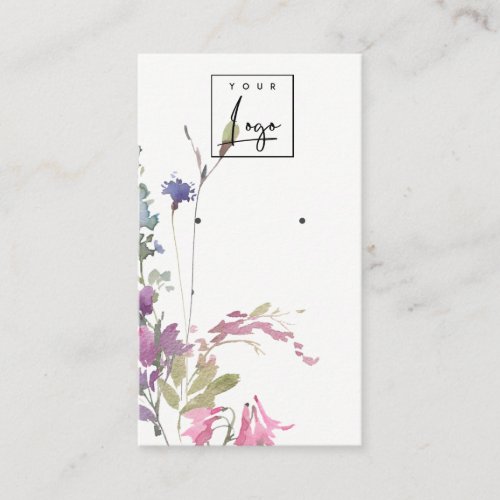 Pink Blush Blue Bell Floral Bunch Earring Display Business Card