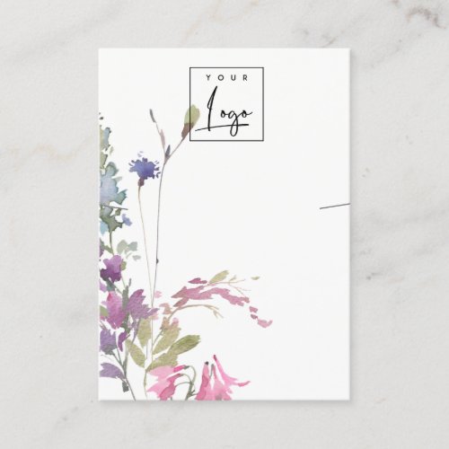 Pink Blush Blue Bell Floral Bunch Necklace Display Business Card