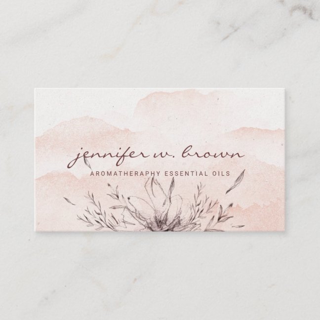 Pink Blush botanical Essential Oils Leafy Business Card