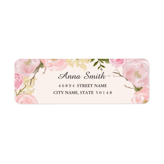 Pink Blush Botanical Floral Wedding Address Labels (Front)