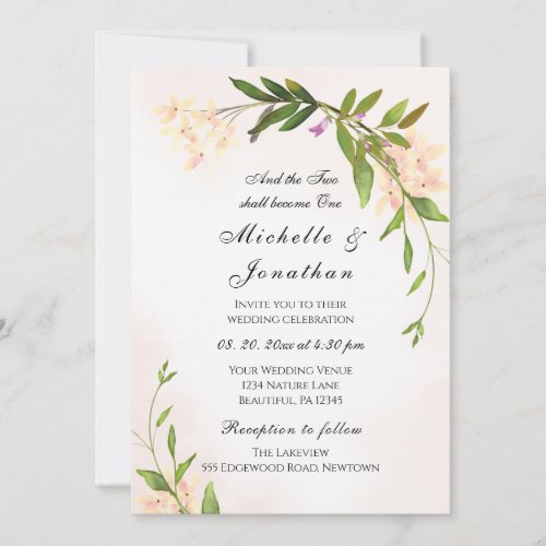 Pink Blush Botanical Garden Christian Wedding Invitation
