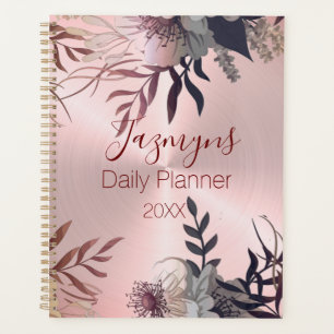 Pink Blush Botanical Personalized Daily Planner