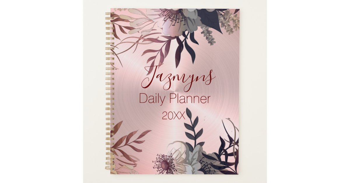 Pink Blush Botanical Personalized Daily Planner | Zazzle
