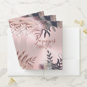 Pink Blush Botanical Personalized Pocket Folder
