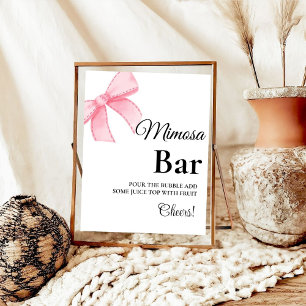 Pink Blush Bow Bridal Shower mimosa bar sign