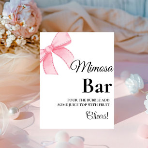 Pink Blush Bow Bridal Shower mimosa bar sign