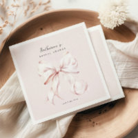 Pink Blush Bow Bridal Shower Napkins
