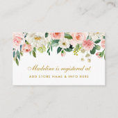 Pink Blush Bridal Shower Gold Registry Insert Card (Front)