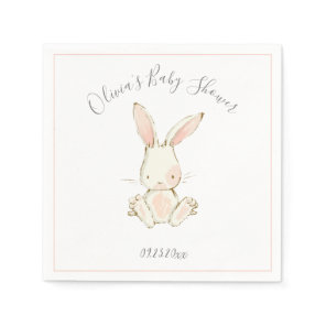 Pink Blush Bunny Girl Baby Shower Napkins