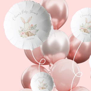 Pink Blush Bunny Rabbit Girl Baby Balloon