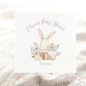 Pink Blush Bunny Rabbit Girl Baby Shower Napkins
