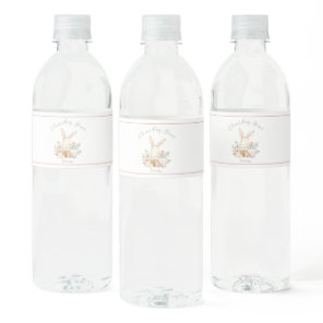 Pink Blush Bunny Rabbit Girl Baby Shower Water Bottle Label