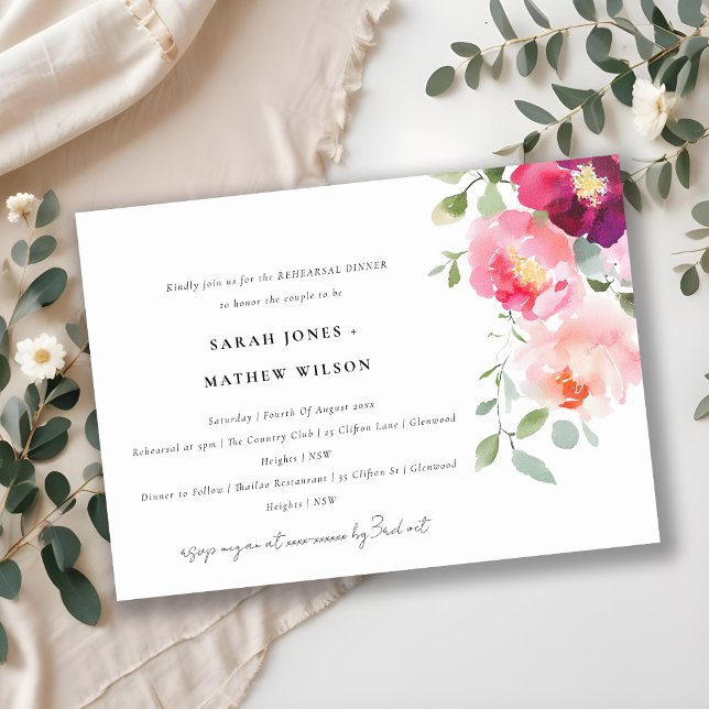 Pink Blush Burgundy Rose Rehearsal Dinner Invitation (Creator Uploaded)
