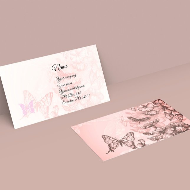Pink Blush Butterflies Business Card (Creator Uploaded)