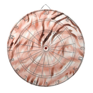 Pink Blush Champagne Rose Zebra  Dart Board