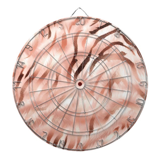 Pink Blush Champagne Rose Zebra  Dart Board (Front)