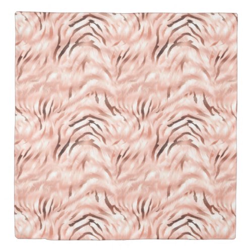 Pink Blush Champagne Rose Zebra  Duvet Cover