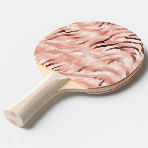 Pink Blush Champagne Rose Zebra  Ping Pong Paddle