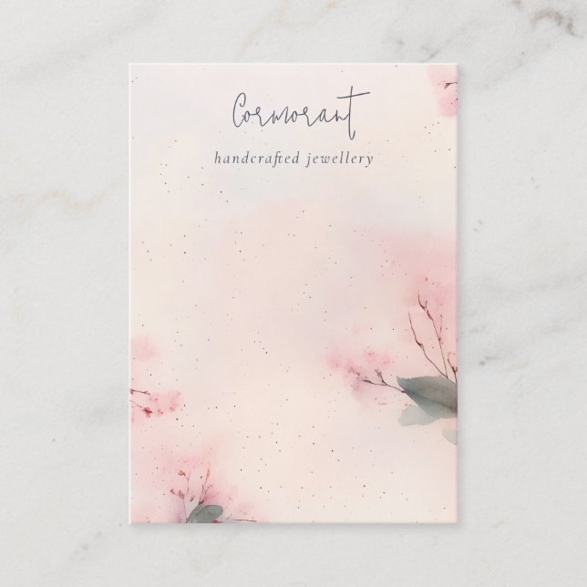 Pink Blush Cherry Blossom Blank Jewelry Display Business Card (Front)