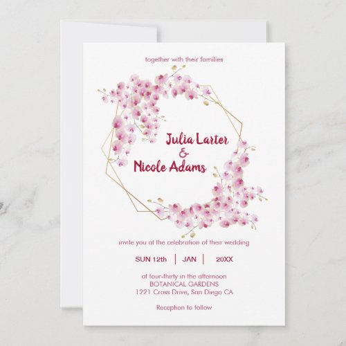 Pink Blush Cherry Blossom Flowers Wedding Invitation
