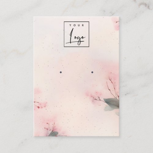 Pink Blush Cherry Blossom Logo Earring Display Business Card