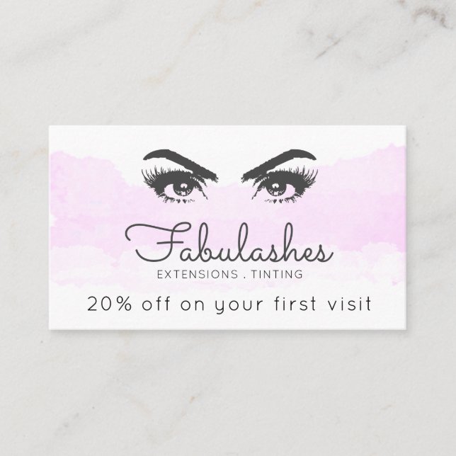 Pink Blush Cloud Makeup Artist Lash Services Discount Card (Front)