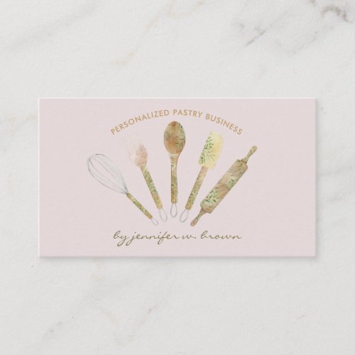Pink Blush Cooking Pastry Shop Tools Bakery Business Card