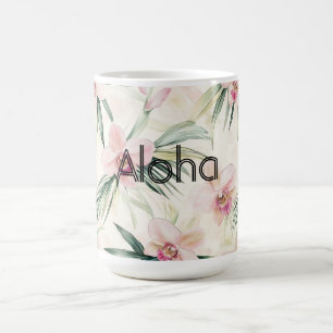 Pink Blush Cream Orchid Floral Coffee Mug
