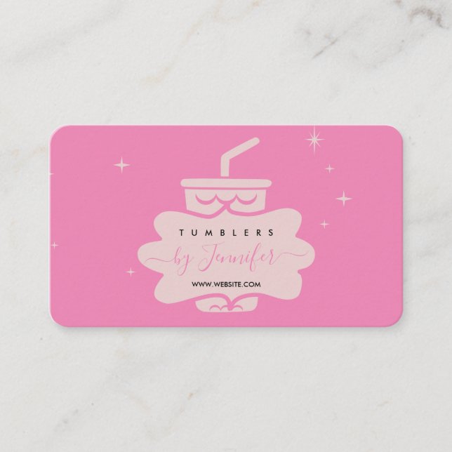 Pink Blush Cute Tumbler mug Business Card (Front)