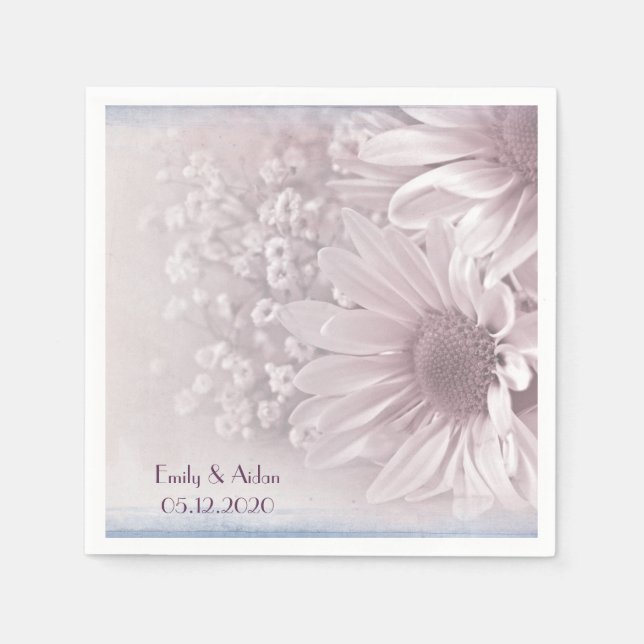 pink blush daisy bouquet napkins (Front)