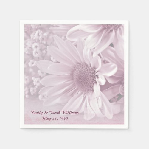 pink blush daisy wedding bouquet paper napkins