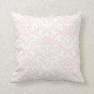 Pink Blush Damask Floral Traditional Pillow