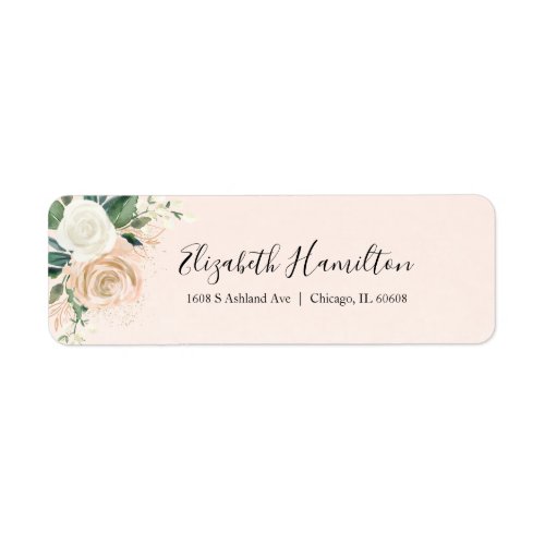 Pink Blush Delicate Floral Watercolor Elegant Label