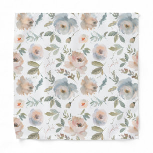 Pink Blush Dusty Blue Floral Pocket Square Bandana