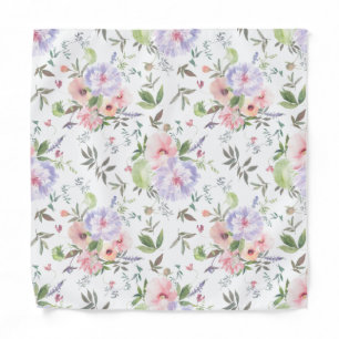 Pink Blush Dusty Blue Floral Pocket Square Bandana