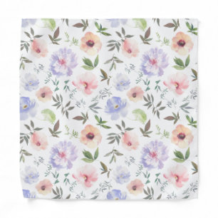 Pink Blush Dusty Blue Floral Pocket Square Bandana