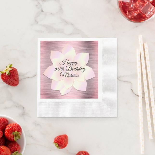 Pink Blush  Elegant Lotus Flower Birthday Napkins (Insitu)