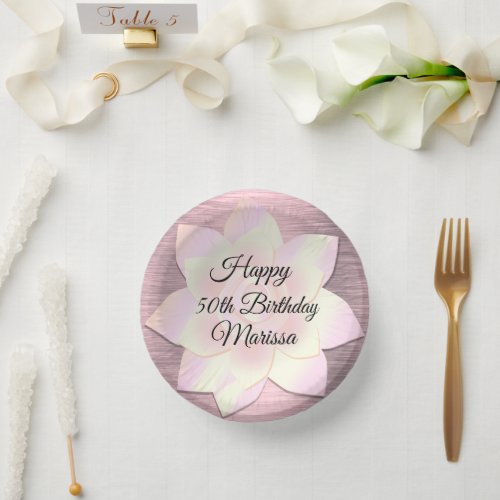 Pink Blush Elegant Lotus Flower Birthday  Paper Bowls