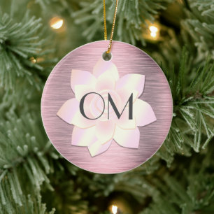 Pink Blush Elegant Lotus OM Ceramic Ornament
