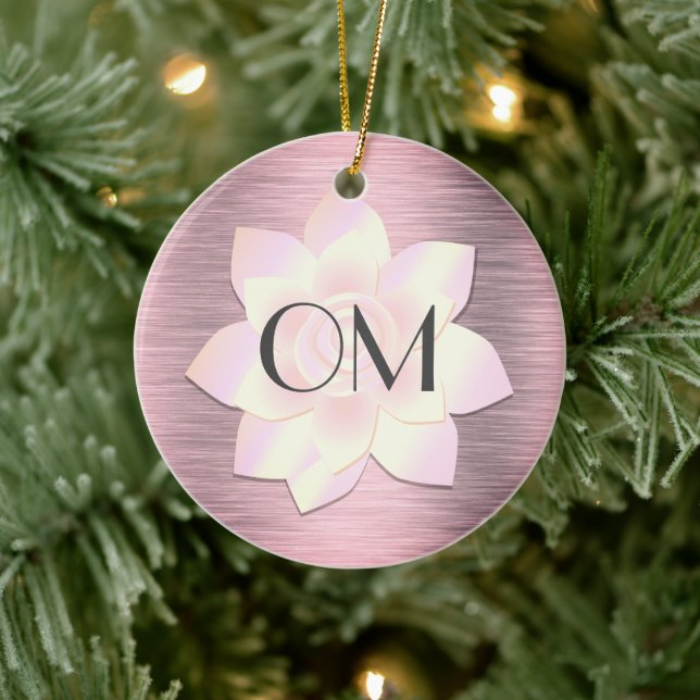 Pink Blush Elegant Lotus OM      Ceramic Ornament (Tree)